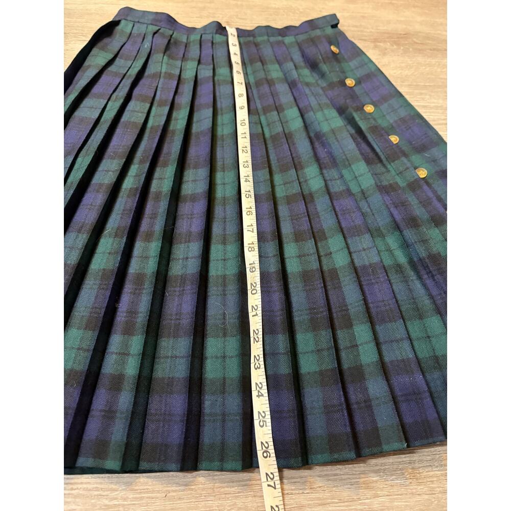 Vintage Wool Nightwatch‎ Plaid Pleated Midi Kilt Skirt Academia Preppy Classic M - Picture 7 of 8